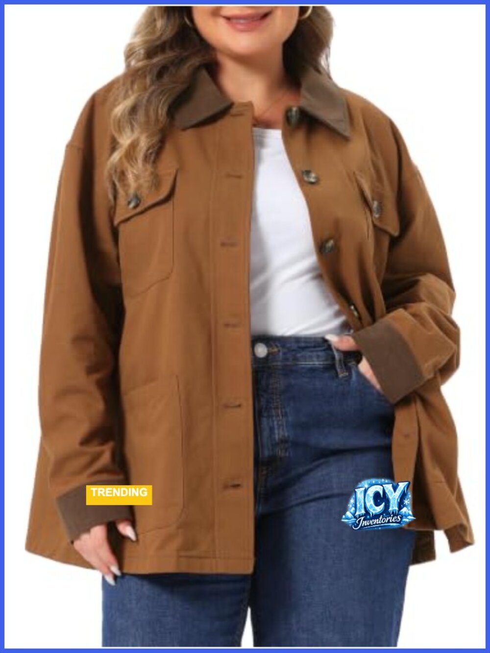 Women Plus Size Barn Jacket Cotton-Blend Casual Utility Chore Coat